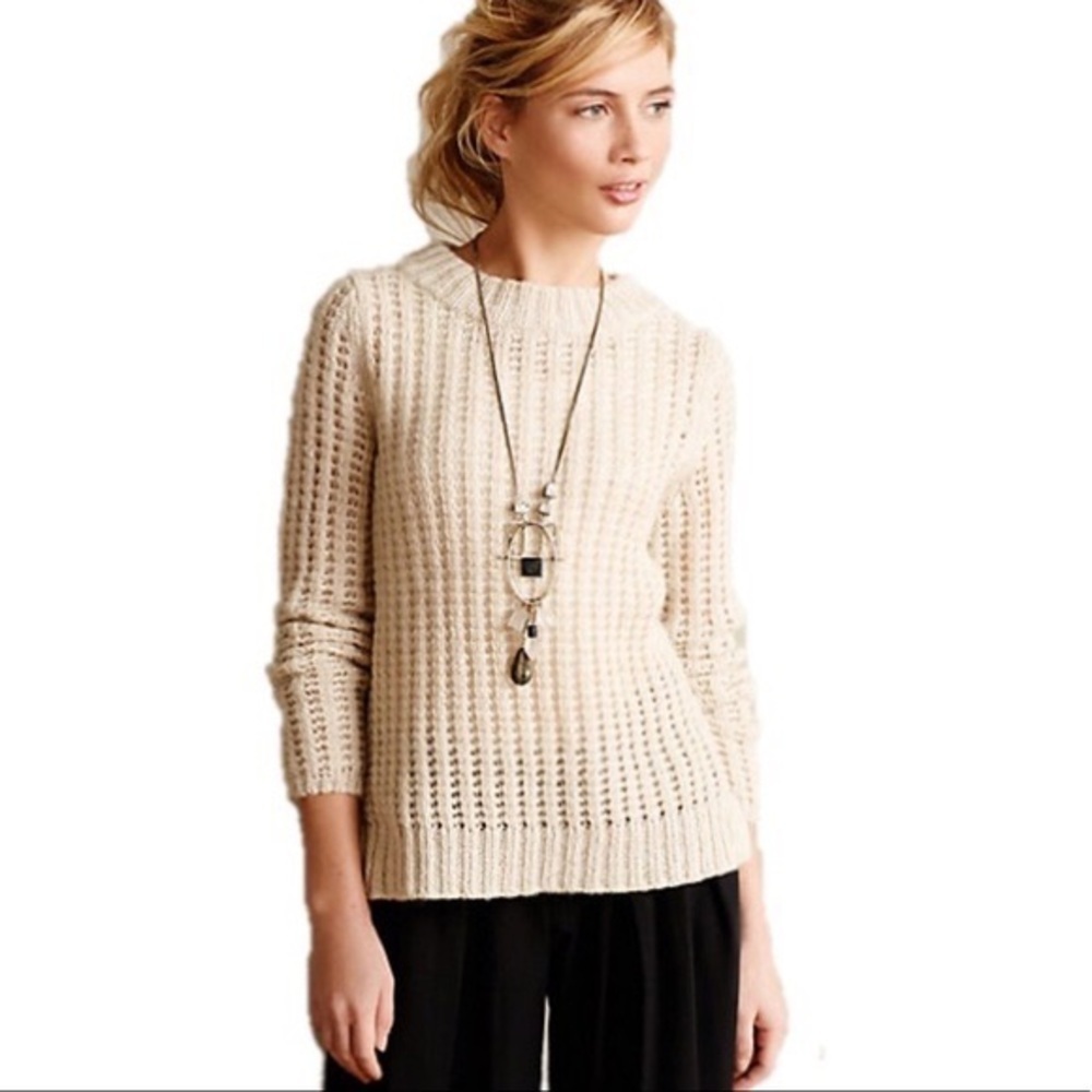Anthropologie Wool Blend Field Flower knit sweater